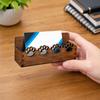 Wood Business Card Holder for Desk, Cute Paw Print Display Stand for Postcards Office Home, Rustic Desktop Tabletop Organizer