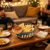 Convenient Bowl for Watching TV 2 in 1 Snack with Dip Cup, Chip Serving Dish Potato And Platter Sauce Compartment, Vintage Party Container,