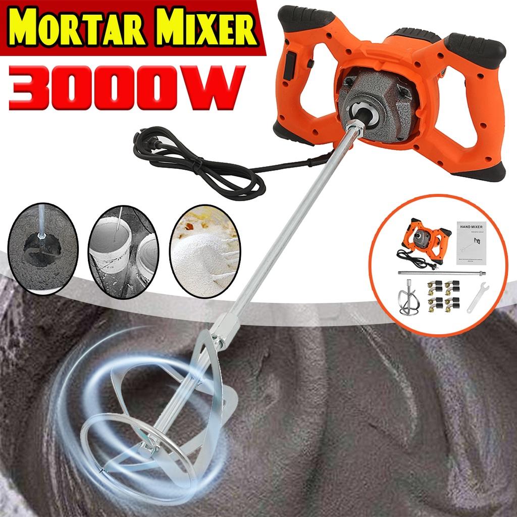 3000W Adjustable Speed 6 Gear Handheld Paint Cement Plaster Industrial Grade Mixer Mortar Coating Powder Mixing Machine
