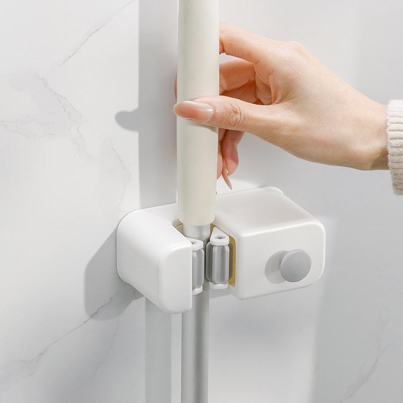 Punch-Free Wall-Mounted Mop & Broom Holder - Strong, Traceless Multifunctional Bathroom Clip