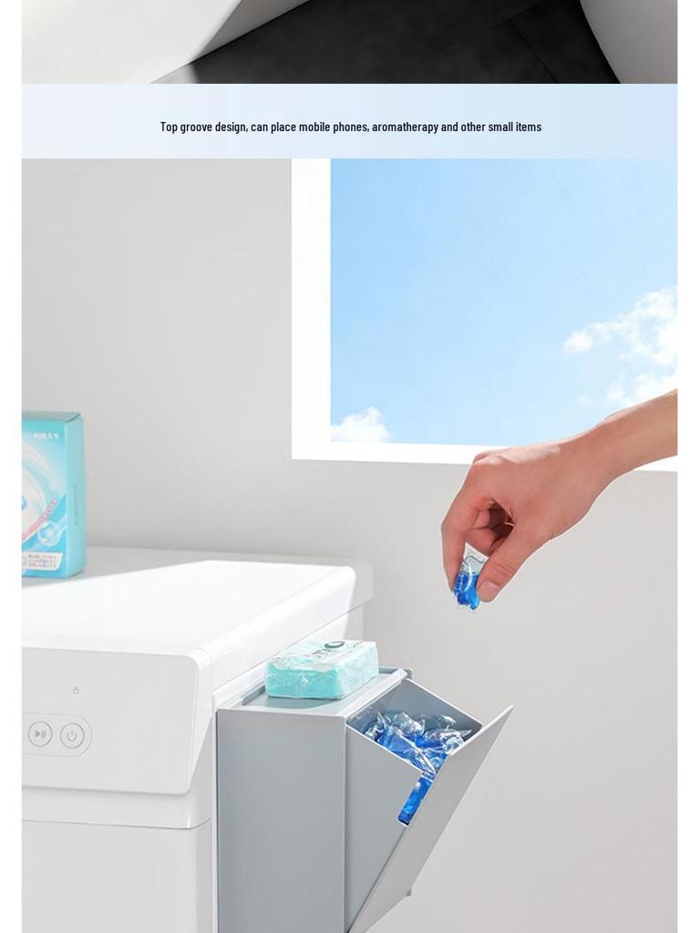 Väggmonterad förvaringsbox för toalettpapper och mensskydd med tipplock, Dammtät organizer, Utan hål