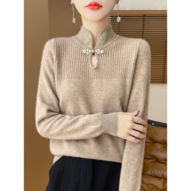 Women's Velvet Stand-up Collar Knitwear: Stylish & Warm Autumn/Winter Sweater