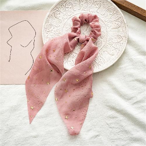 Spring and summer new chiffon star ponytail streamer large intestine ring hair accessories female tie hair ring spot