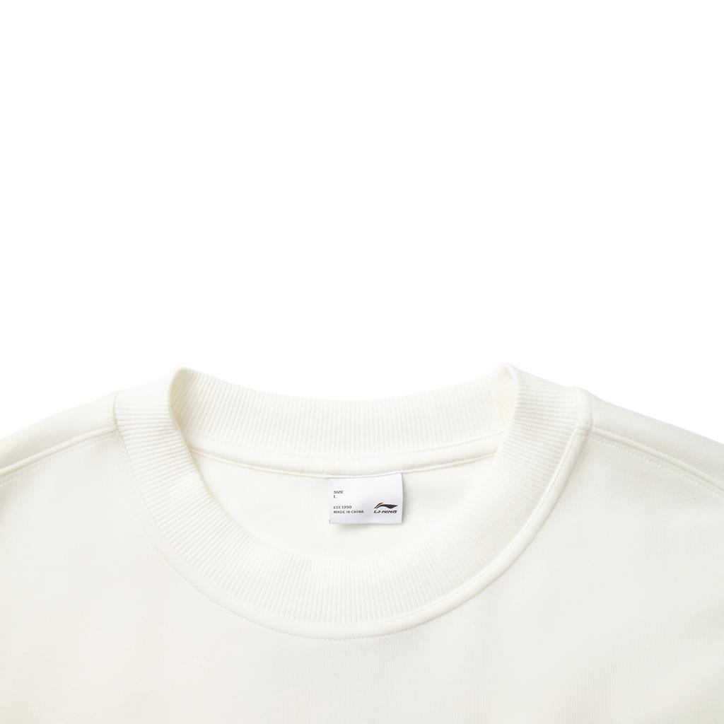 Li Ning Sports Lifestyle Series Letter Round Neck Breathable Versatile Casual Sports Sweatshirt Men Sweatshirt Off-White AWDV567-5