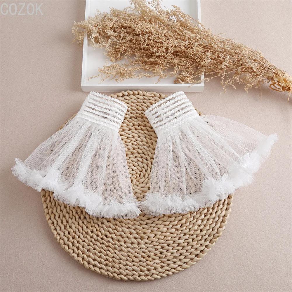 Cross-border Pleated Mesh Lace Sleeves Women's Decorative Cuffs Replacement Fake Sleeves