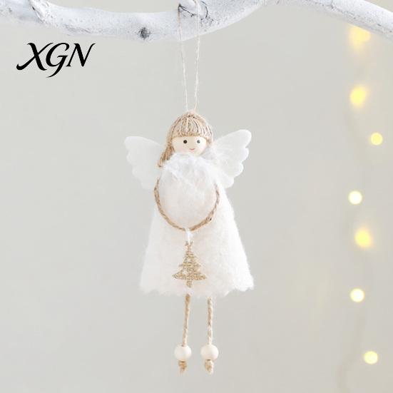 Soft Plush Home Decor Christmas Tree Angel Doll Ornament, Cute Small Handmade Pendant for Thanksgiving Day Gifts, Holiday Party Hanging