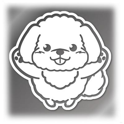 Tamiya Flying Dog Toy Poodle Cutting Sticker Weatherproof Waterproof Japanese Seal Bike Car Sticker Toy Poodle (White)