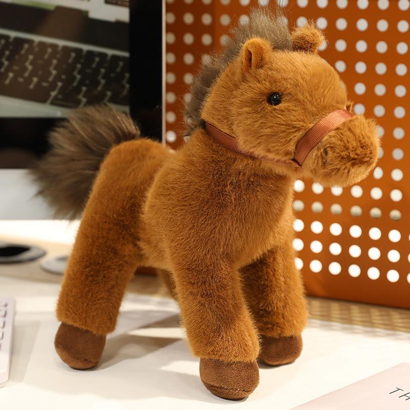 Plüschtier Simulation weißes Pferd dunkles Pferd Prinz Anhänger Plüschtier Fohlen Puppe Geburtstagsgeschenk