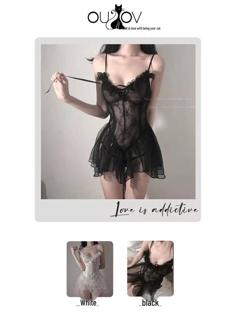 2211 Plus Size Transparent Sexy Lingerie Nightgown for Women