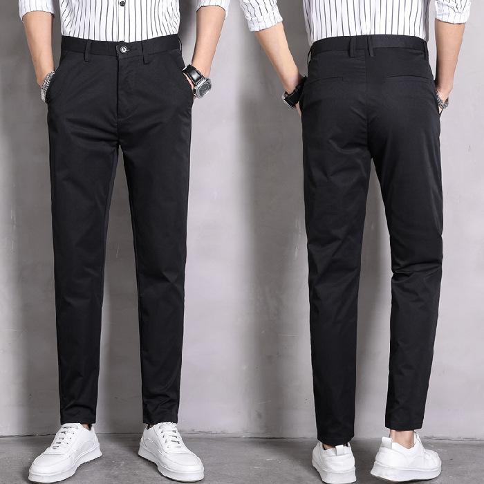 Stretch suit trousers men's spring and summer casual trousers Korean version of the tide Slim small feet draped suit trousers