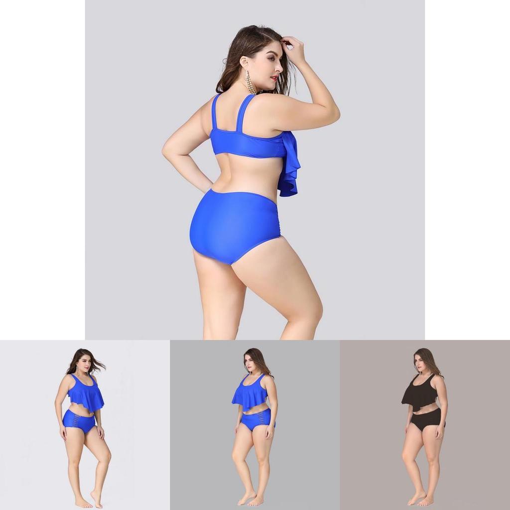 Calofe Sexy Ruffle Bikini Set Large Size For Chubby High Waist Women With Luxurious Fit