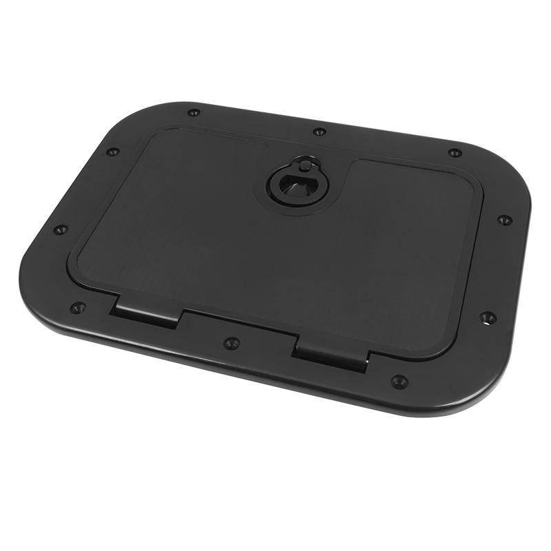 Marine Deck Plate Access Cover Pull Out Inspection Hatch with Latch for Boat Kayak Canoe, 14.96 x 11.02 Inch / 380 x 280mm -Blac