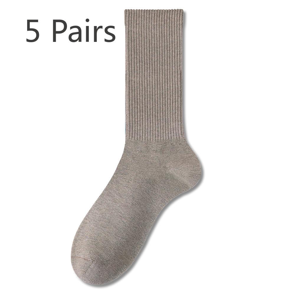 5 Paar Socken Damen Frühling und Herbst Mittelhoch Ohne Naht Schweißableitend Antibakteriell und Deodorant Weiß Baumwolle Lange Socken Sportsocken