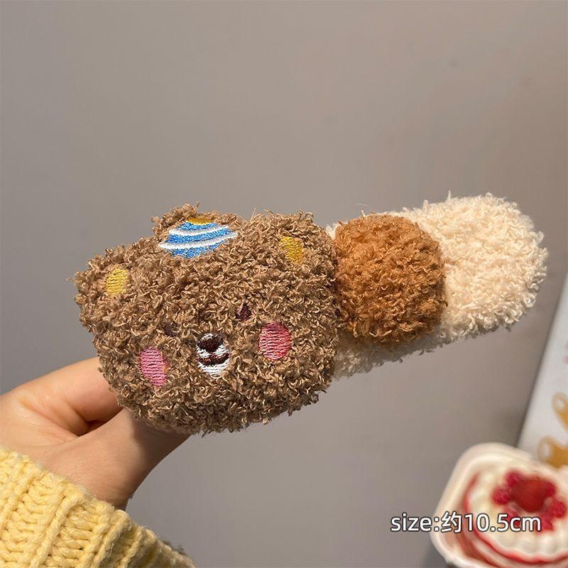 Cartoon Plush Bear Hair Clip For Women Girl Fashion Large Duckbill Clip Sweet Cute Girl Side Clip Hairpin Hair Accessories