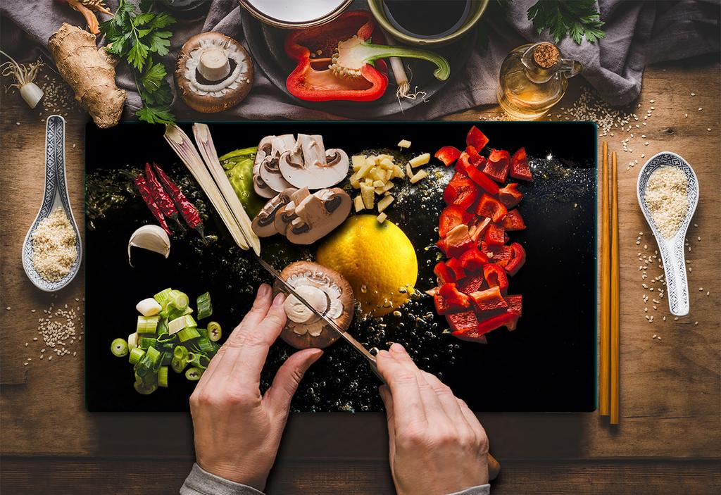 Skleněná deska na krájení 52x30 Paprika