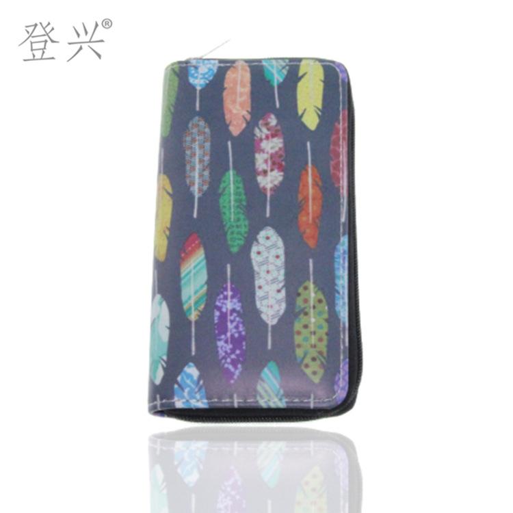 Neue ethnische Stil Feder lange PU Geldbörse, Windspiel Geldbörse Clutch