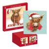 IG Design Square Highland Cow Christmas Greetings Card (Pack of 10)