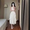 Autumn New Set, New Sunscreen Cardigan, Ruffle Edge Waist Suspender Skirt Two-piece Set