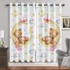 Cartoon Animals Window Curtain Living Room Watercolor Bunny Bear Eyelet Curtains Moon Print New Baby Room Drapes Free Shipping