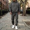 Men's Casual Loose Fit Lined Stand Collar Sweatshirt Jacket Set for Fall Winter