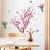 Peach Blossom Branch Bird Butterfly Wall Stickers Bedroom Living Room Background Home Decor Self-Adhesive Wallpaper