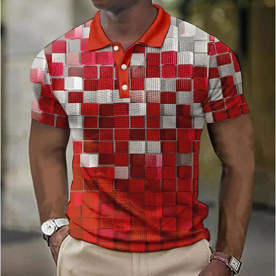 Men's Waffle Short-sleeve Polo Shirt Summer Casual Daily Top