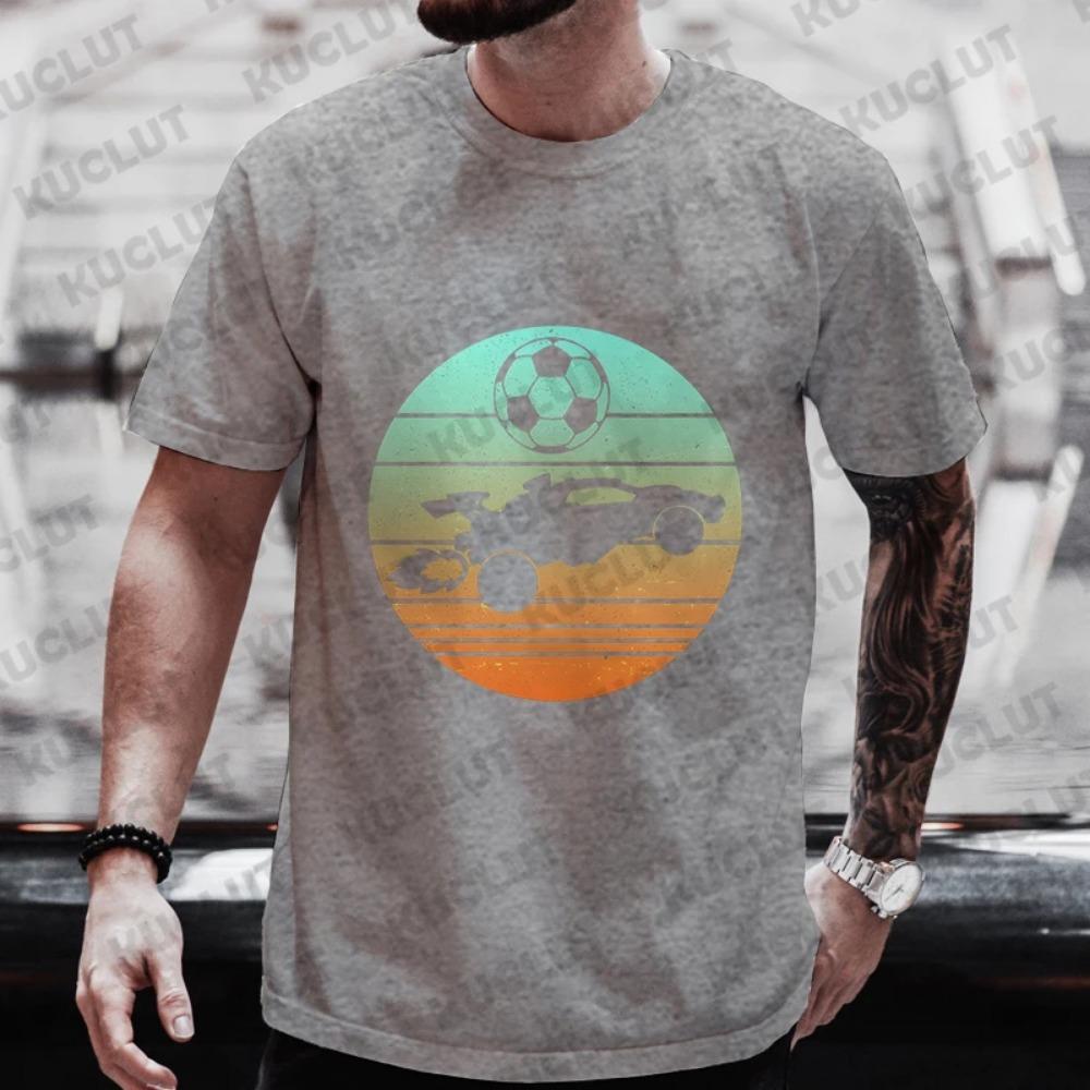 Men's T-shirt Casual Vintage Rocket Soccer Car Gamer Print Tshirts Summer O-neck T Shirt for Men Short Sleeve T-shirt Male Tops