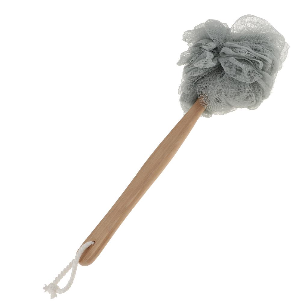 Multifunctional Long Handle Shower Puff Exfoliating Mesh Pouf Bath Sponge Back Scrubber for Bathroom