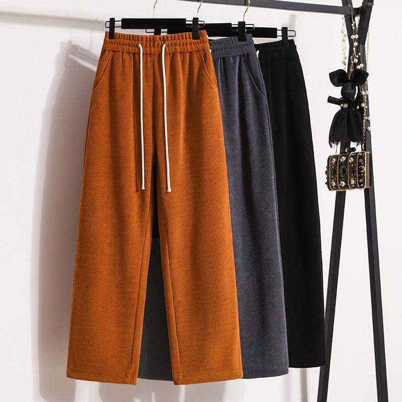 Dimanaf 2025 Autumn Plus Size Harlen Pants New Women Corduroy Fashion Loose Pleated Vintage Pants