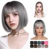 Women's Natural Looking Daily Use Short Straight Wig with See-through Bangs Ladies Front Lace Heat Resistant Fluffy Bob Wig