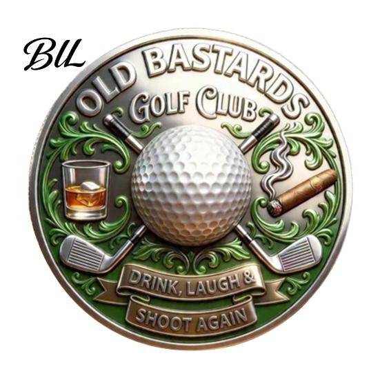 Golf Lover Collectible Commemorative Coin Old Bastards Club Member Pocket Metal Badge Gift for Men Who Love Friendship 1pc