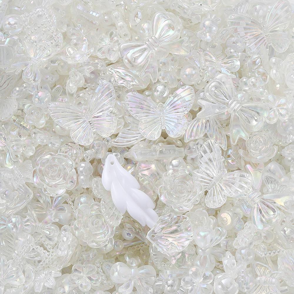 30g Colorful Mixed Butterfly Shell Acrylic Bead Loose Spacer Beads for DIY Necklace Bracelets Jewelry Making Accessories