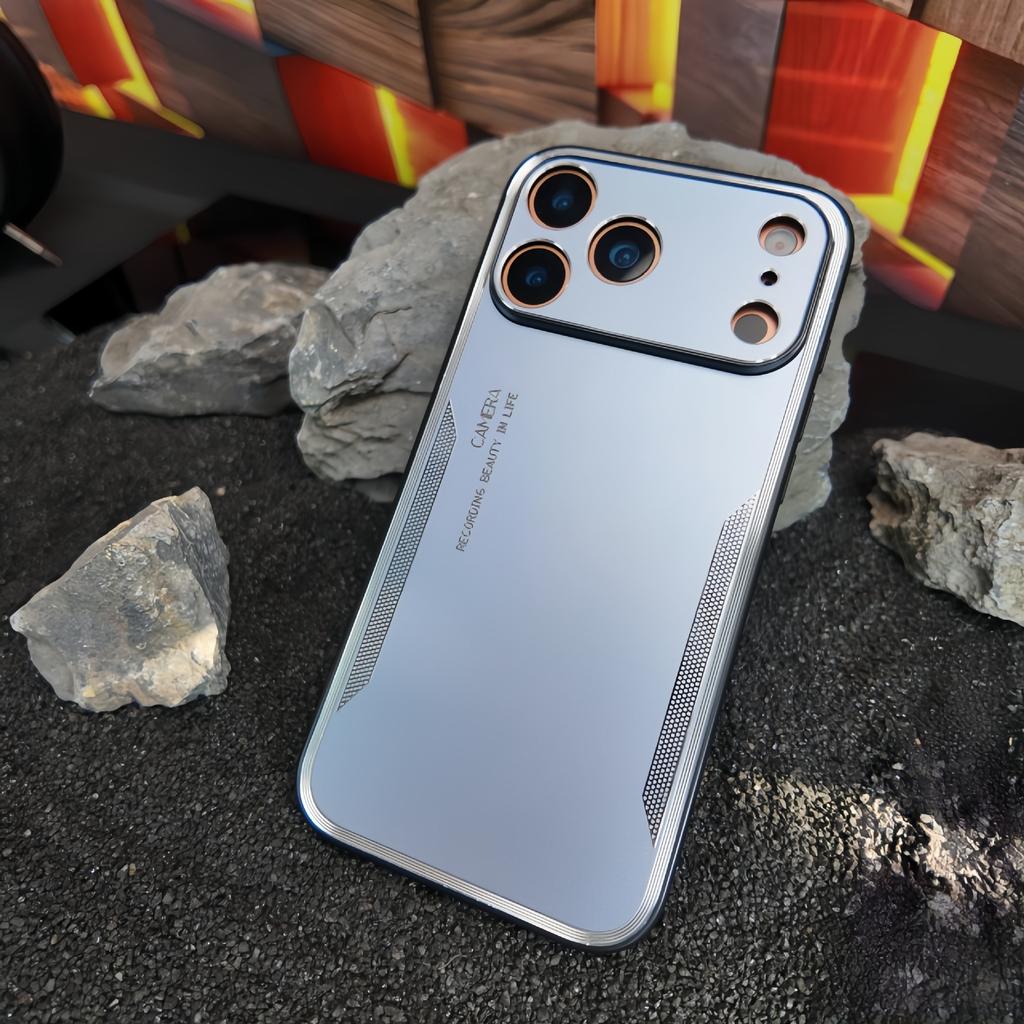 Applicable iPhone 17Promax mobile phone case Apple 16 metal matte 15PRO contrasting color anti-drop protective case