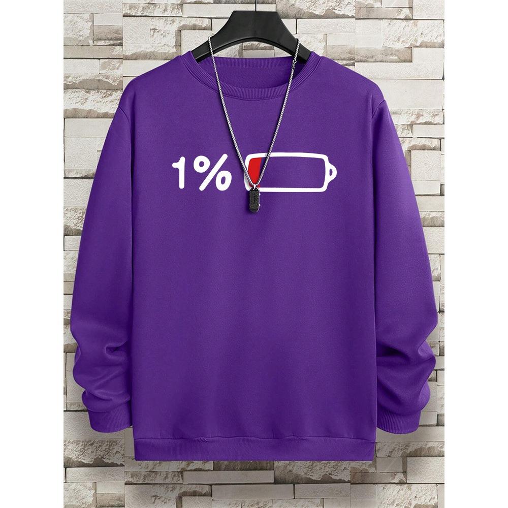 Naléhavé Pro Nabíjení 1% Vtipný Potisk Pánské Oblečení Vzor Volná Mikina Nová Oversized Dlouhý Rukáv Street Dámské