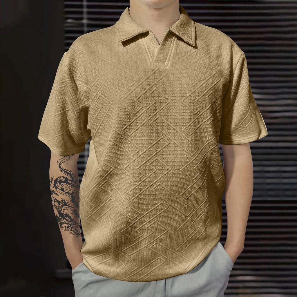 Herren Gestreift Einfarbig V-Ausschnitt Oberteile Herren Sport Kurzarmshirt