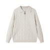 Knitted lapel sweater slightly wide half-zip jacket casual sweater long sleeves