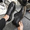2024 Autumn New Men Block Lace Up Thick Sole Business Casual Leather Shoe High Quality Men Genuine Brown/Black Work Casual Shoes