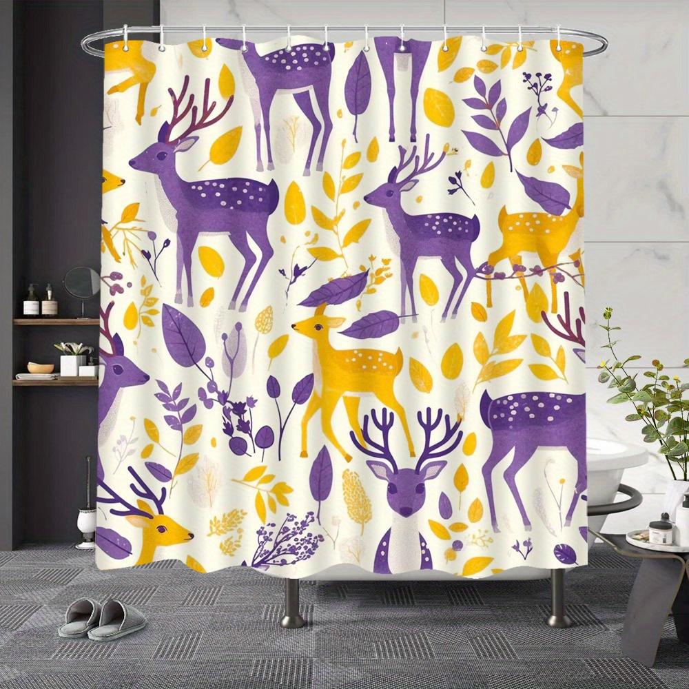 Geometric Deer Shower Curtain - 70.8x70.8", Polyester, Machine Washable, Fade Resistant,Includes Hooks,All-Season Bathroom Decor