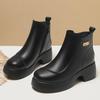 Women's Winter Cotton Short Boots with Thick Heels & Soles, Plus Velvet Lining for Warmth, Suitable for Middle-Aged Women