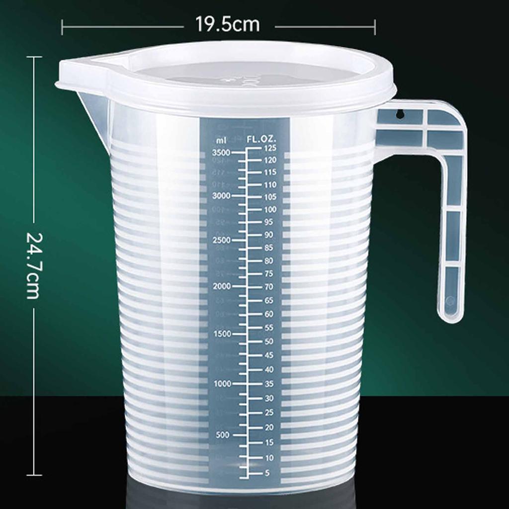 Lebensmittelechter Messbecher aus Kunststoff, zylinderförmig, großes Fassungsvermögen mit Skala, Milliliter- und Tassenangaben zum Backen, Kochen, Zubereiten von Mahlzeiten und für die Küche