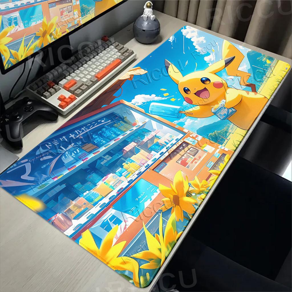 Mouse Pad Large Size P-Pikachu Aesthetics Computer keyboard Gaming Accessories Desk Mat Locking Edge Gamer Carpet Anime Tablemat