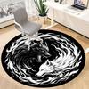 1pc Wolf YinYang Office Round Area Rug, Under Office Chairs Bedroom Living Room Home Decor, Room Deco, Available in Various Sizes
