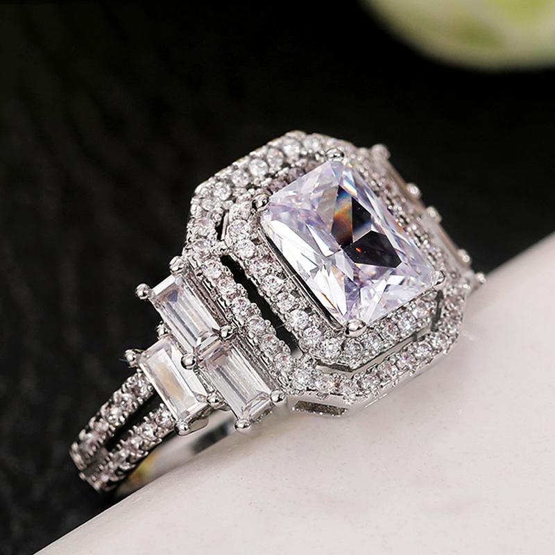 New New Trendy Bridal Wedding Eternity Rings AAA Crystal Cubic Zirconia Luxury Engagement Ring for Women Statement Jewelry
