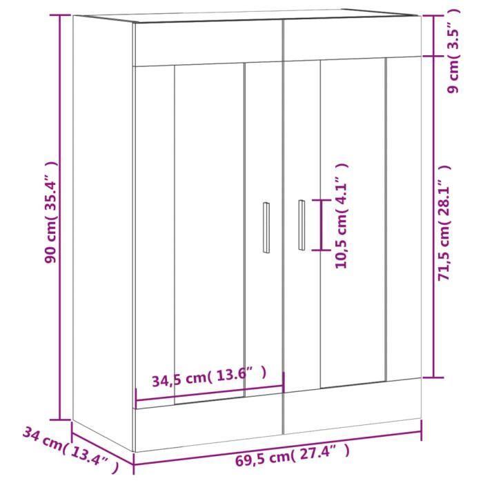 VidaXL Wall Cabinet Smoked Oak 69.5x34x90 Cm Engineered Wood 830401