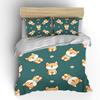 Multiple Sizes Cartoon Smiling Dog Pattern Bedding Set 1 Duvet Cover 2 Pillowcases for Adult and Children Luxury Gift Full Size