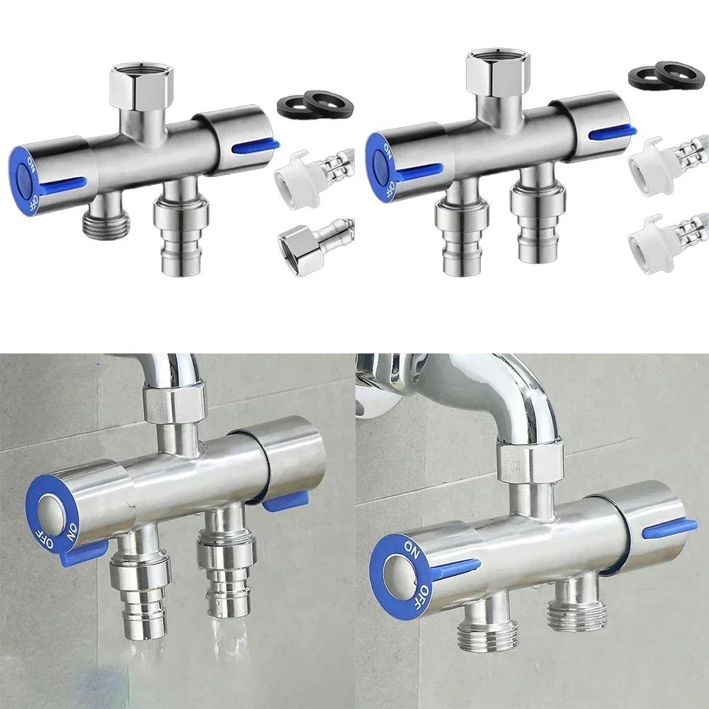 Washing Machine Water Diverter Valve Three-Way Double Control Faucet Angle Valve Washing Machine Faucet Connector Valve