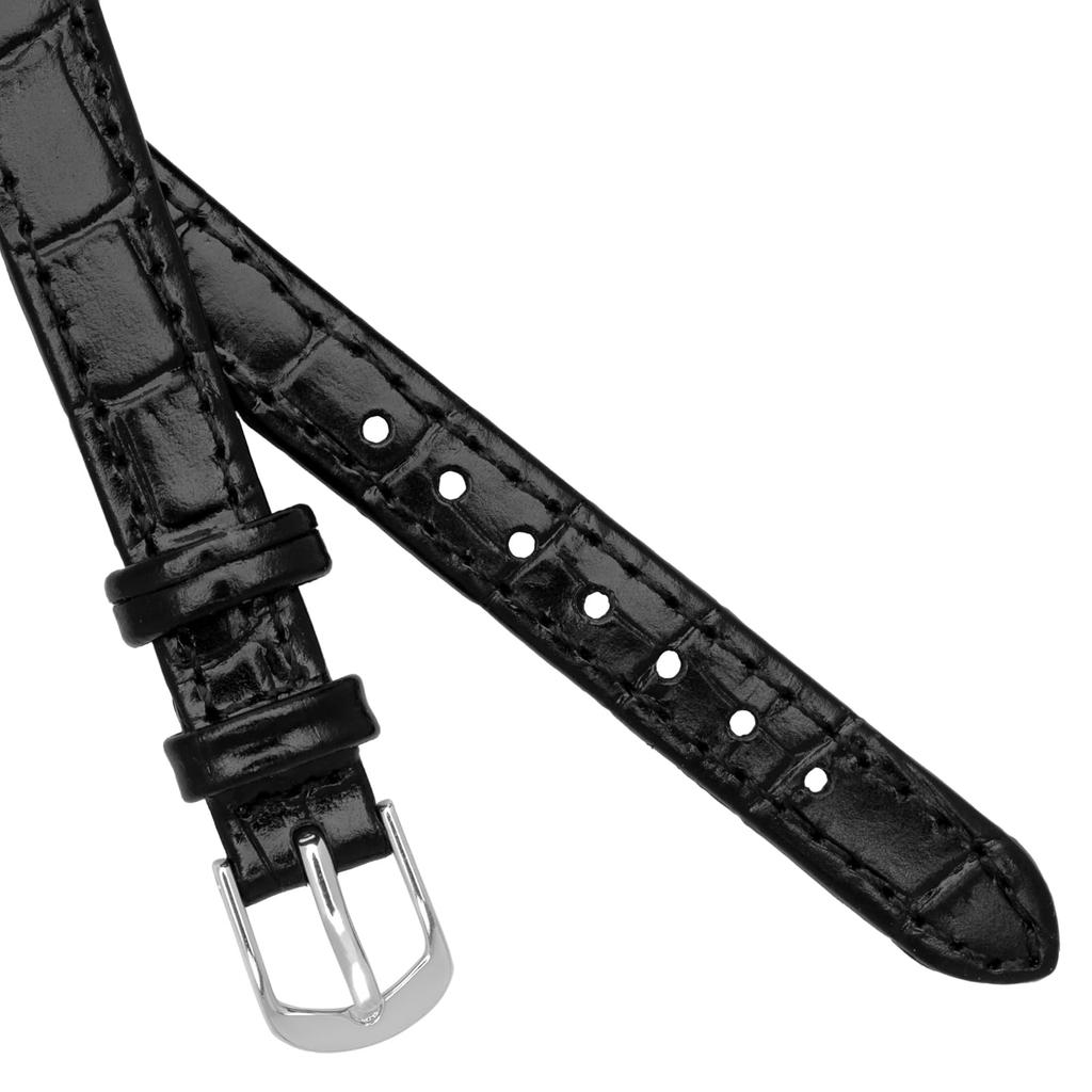 Watch Strap 18mm Leather Embossed Crocodile Easy Installation with Black [Clefer] Leather/Synthetic Pattern, Tool, L-80 BL-CF031-18