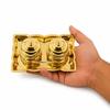 Spillbox Brass Leaf-Shape Puja Thali with 2 Attached Bowls|Sindhoor|Traditional Kumkum, Chandan, and Vibhuti Holder for Home Mandir