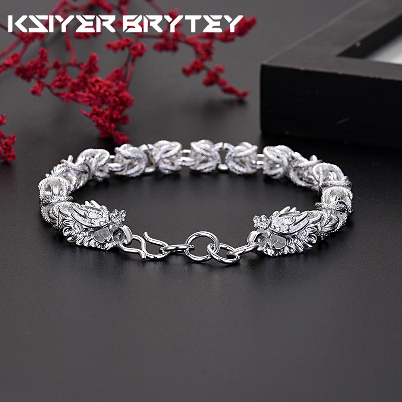 

Роскошное серебро 925 пробы, оригинальные браслеты с головой дракона для мужчин, женщин, модельер, ювелирные изделия, свадебная вечеринка, праздничные подарки