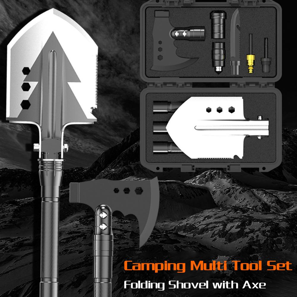 

Camping Folding Shovel Set Aluminum Alloy Length Versatile Outdoor Folding Shovel with Hard Carrying Case